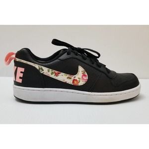 Nike Court Borough Black White Floral Sneakers BQ7031-001 Kids Sz 6Y Womens 7.5